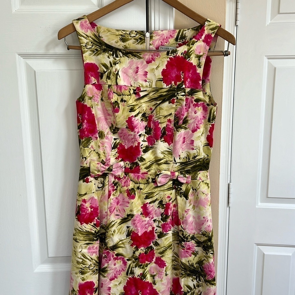 Peter Nygard Floral Pleat Dress with Bows - Picture 2 of 6